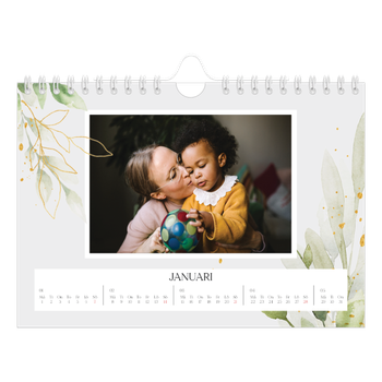 Fotokalender A5 Enkel — Blomster akvarell