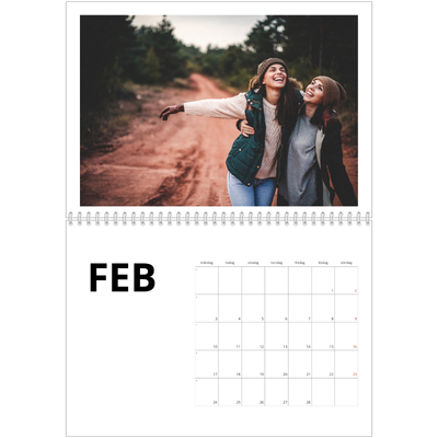 Fotokalender A3 Klassisk (30 x 40 cm) — Vit kalender [Februari]
