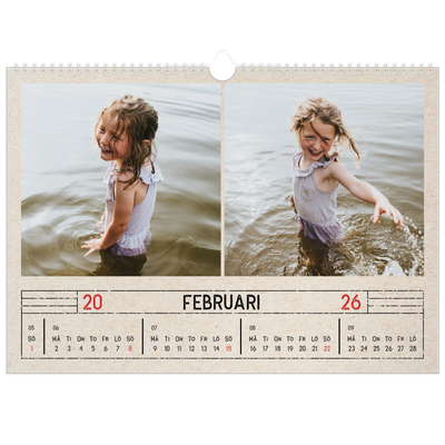 Fotokalender A3 Enkel — Kraftpapper med stämpeleffekt [Februari]