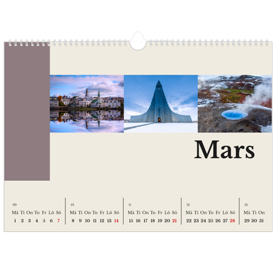Fotokalender A3 Enkel — Världens sevärdheter [Mars]
