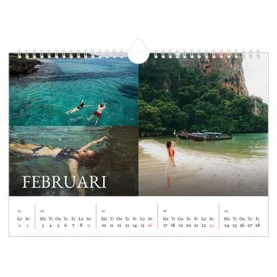 Fotokalender A4 Enkel — Enkel serif-teckensnitt [Februari]