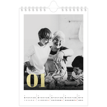 Fotokalender A5 Enkel — Stora nummer i glitter