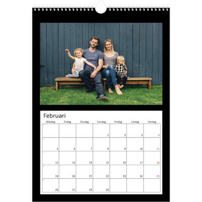 A3 Årskalender — Svart ram [Februari]