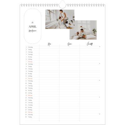 A3 Familjeplanerare — Planeraren - Familj på 3 [April]