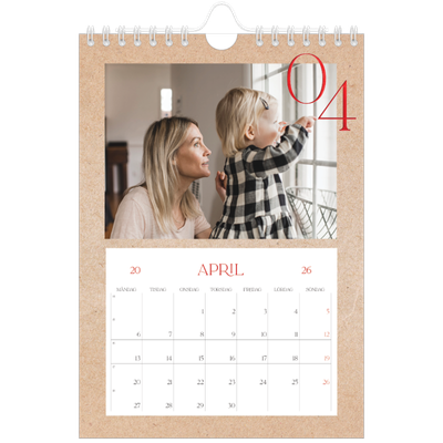 Fotokalender A5 Enkel — Röda detaljer [April]
