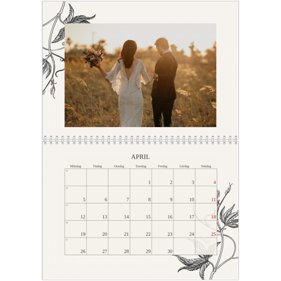 Fotokalender A3 Klassisk (30 x 40 cm) — Bläck & murgröna [April]