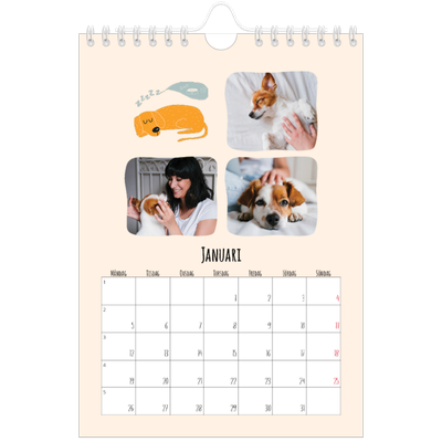 Fotokalender A5 Enkel — Hundtassar och klotter [Januari]