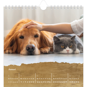 Fotokalender Kvadratisk — Guldfolie