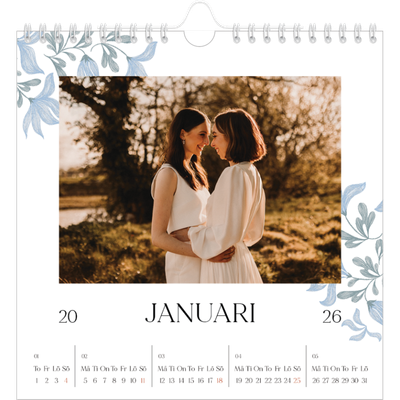 Årskalender kvadratisk — Elegant blommig [Januari]