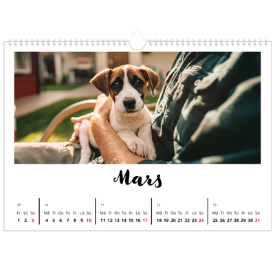 Fotokalender A3 Enkel — Handskriven [Mars]
