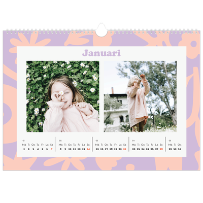 Fotokalender A3 Enkel — Färgglada mönster [Januari]