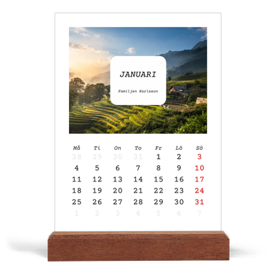 Skrivbordskalender med träställ - Stående — Hela historien [Januari]
