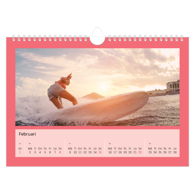 Fotokalender A4 Enkel — Snygga färger [Februari]