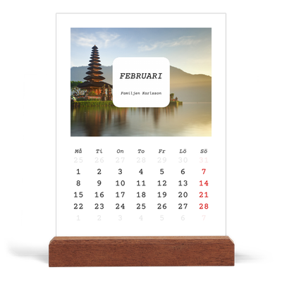 Skrivbordskalender med träställ - Stående — Hela historien [Februari]