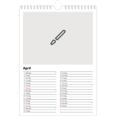 Fotokalender A4 Enkel (20 x 30 cm) — Designa din egna fotoprodukt [April]