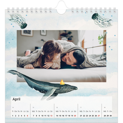 Årskalender kvadratisk — Akvarell djur [April]