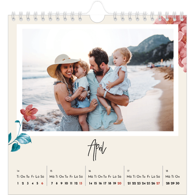 Årskalender kvadratisk — Målade blommor [April]