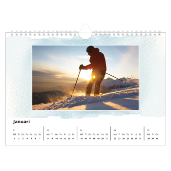 Fotokalender A4 Enkel — Akvareller i bakgrunden