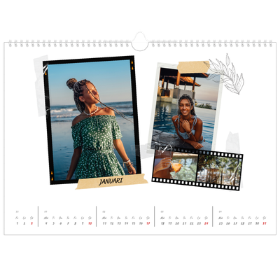 Fotokalender A3 Enkel — Scrapbook stil [Januari]