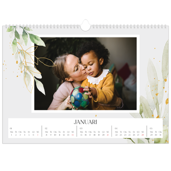 Fotokalender A3 Enkel — Blomster akvarell