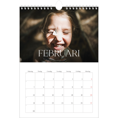 Fotokalender A4 Enkel (20 x 30 cm) — Tolv stora månader [Februari]