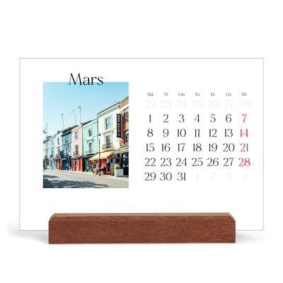 Skrivbordskalender med träställ - Liggande  — Min reseskildring [Mars]