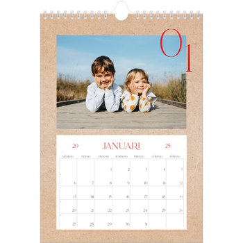 Fotokalender A4 Enkel — Röda detaljer