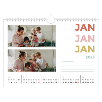 Fotokalender A4 Enkel — Färgglada typsnitt