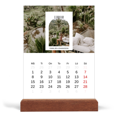Skrivbordskalender med träställ - Stående — Det öppna valvet [Februari]