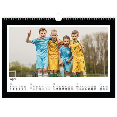 Fotokalender A3 Enkel — Svart bakgrund [April]