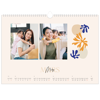 Fotokalender A3 Enkel — Minimalistisk korall [Mars]