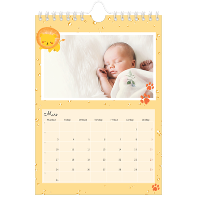 Fotokalender A5 Enkel — Söta djur [Mars]