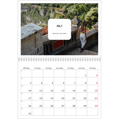 Fotokalender A3 Klassisk (30 x 40 cm) — Hela historien [Maj]