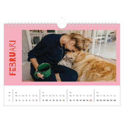 Fotokalender A4 Enkel — Färgglad kalender [Februari]
