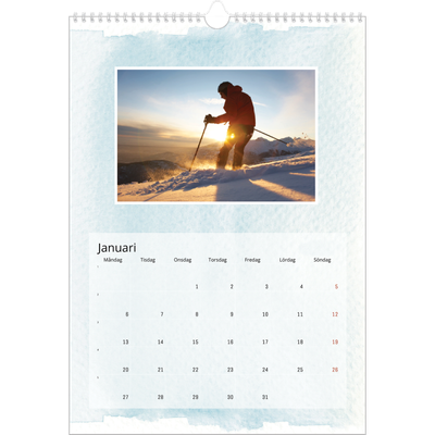 A3 Årskalender — Akvareller i bakgrunden [Januari]