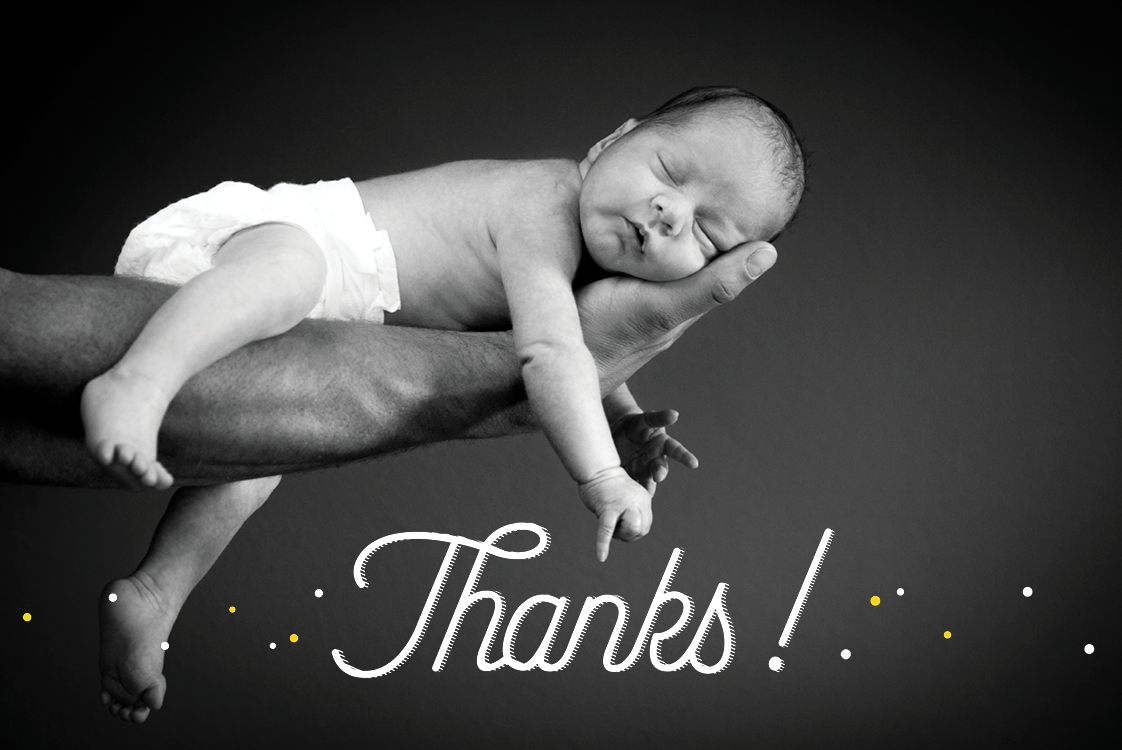 Tack — Mörkblå box