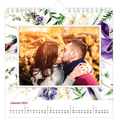 Årskalender kvadratisk — Blomma bakgrund [Januari]