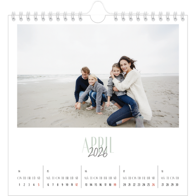 Årskalender kvadratisk — Flera typsnitt [April]