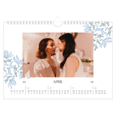Fotokalender A4 Enkel — Elegant blommig [April]