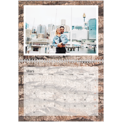 Fotokalender A3 Klassisk (30 x 40 cm) — Bakgrund i bark [Mars]