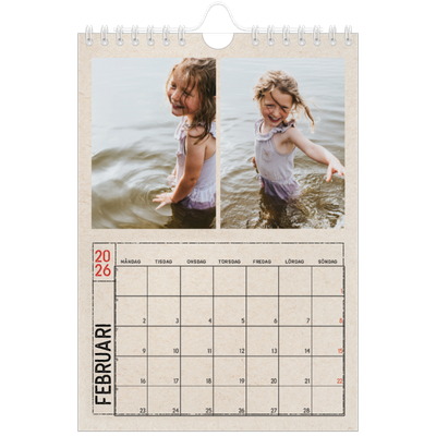 Fotokalender A5 Enkel — Kraftpapper med stämpeleffekt [Februari]