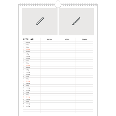 A3 Familjeplanerare — Designa själv - Familj på 3 [Februari]