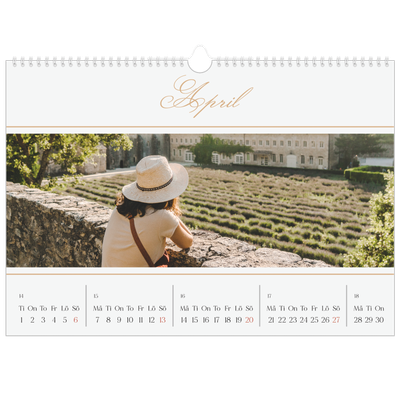 Fotokalender A3 Enkel — Elegant guld [April]