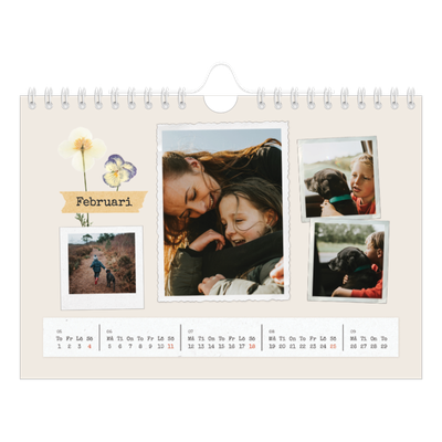 Fotokalender A5 Enkel — Retro scrapbooking [Februari]