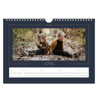 Fotokalender A4 Enkel — Preussisk blå [April]