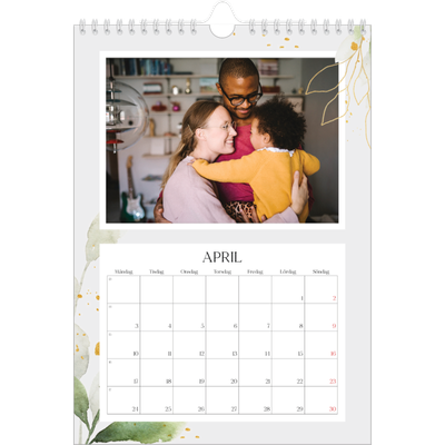 Fotokalender A4 Enkel (20 x 30 cm) — Blomster akvarell [April]