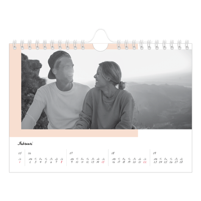 Fotokalender A5 Enkel — Färgglada ramar [Februari]