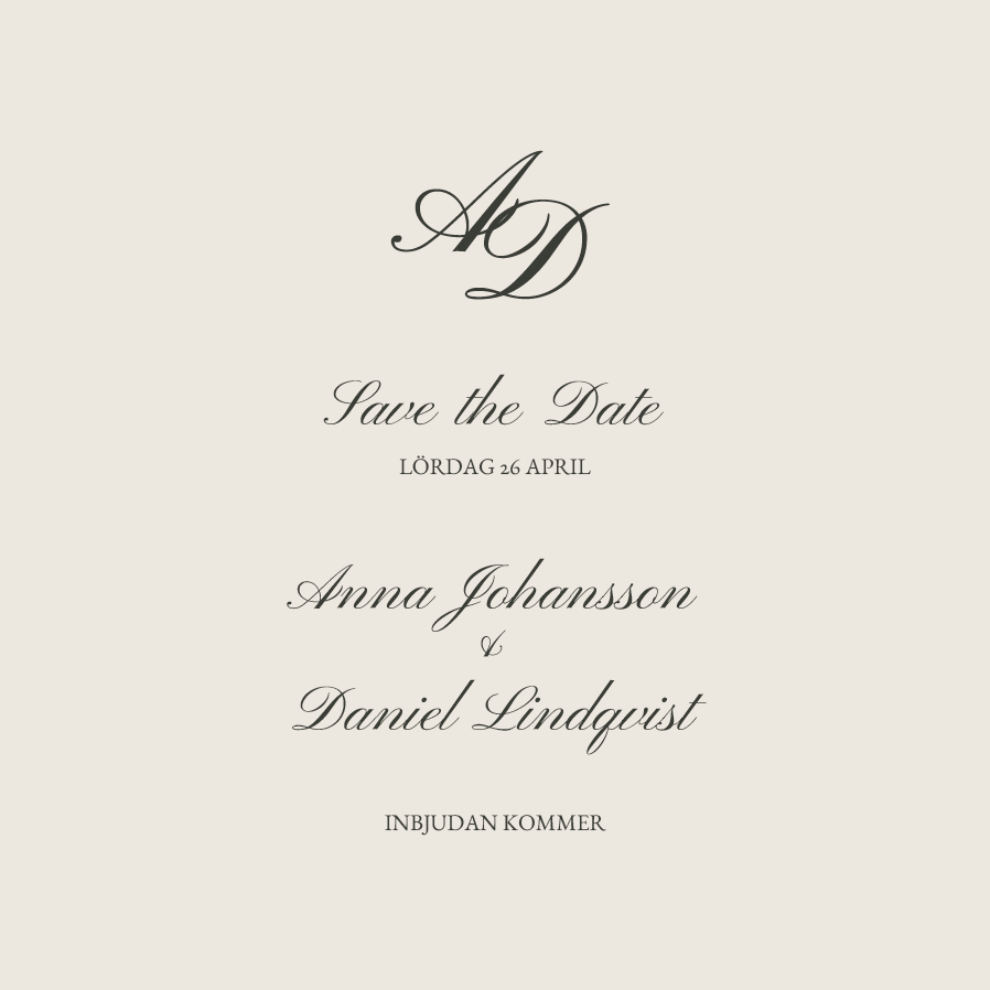 Save the date — Tidlös skrift