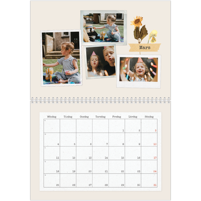 Fotokalender A3 Klassisk (30 x 40 cm) — Retro scrapbooking [Mars]