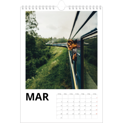 Fotokalender A4 Enkel (20 x 30 cm) — Vit kalender [Mars]